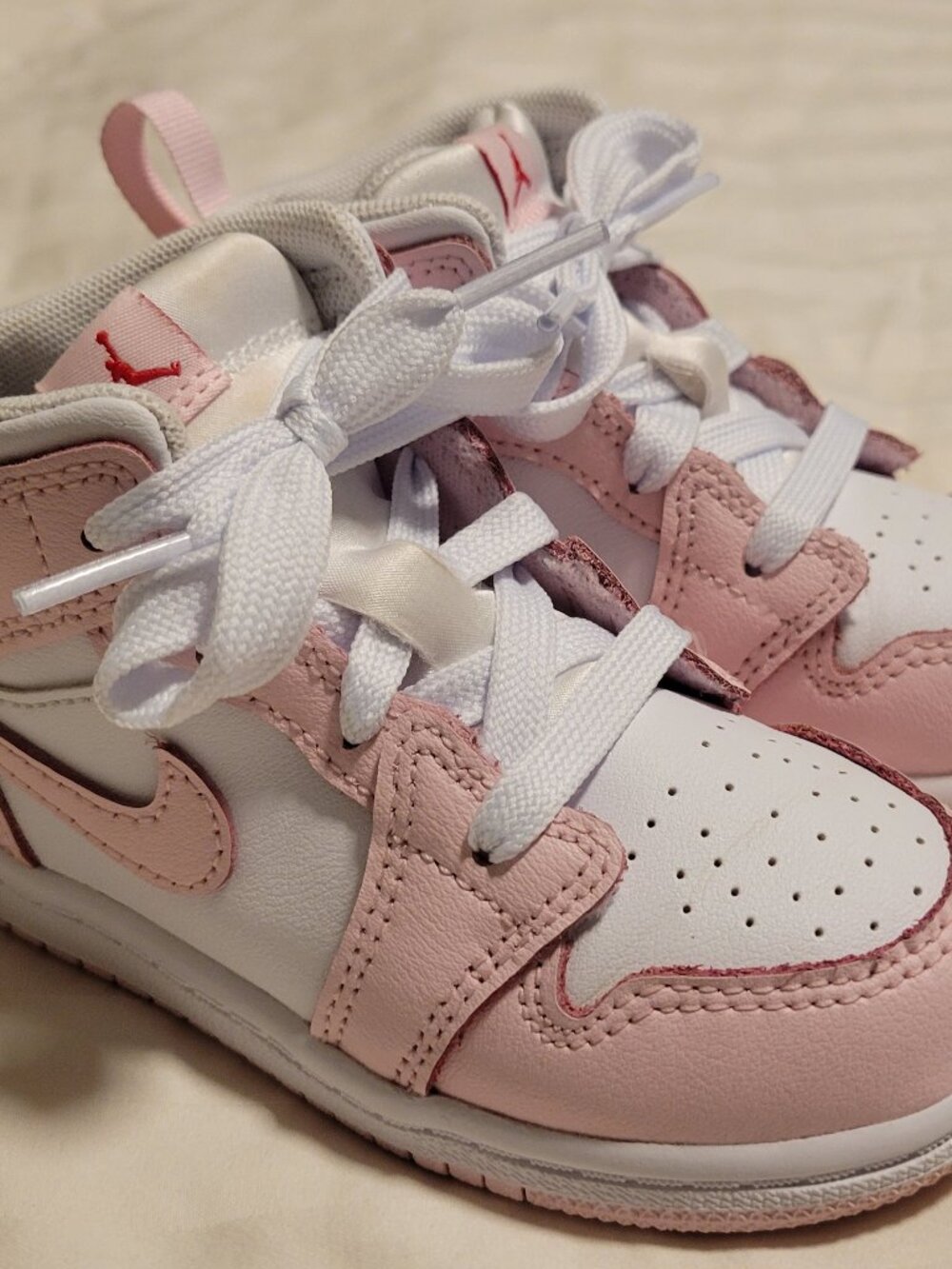 Nike Air Jordan Jordan 1 Mid TD Pink Foam Fire Red Toddler Girls 8C DQ8425-608